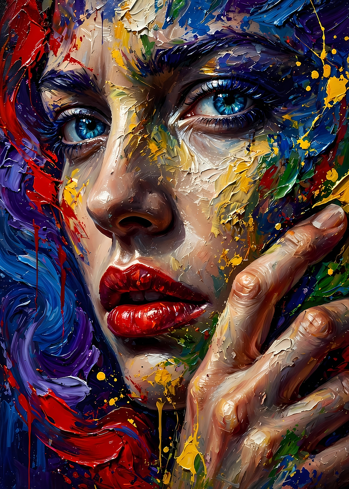 Abstract Oil Painting of Woman's Face