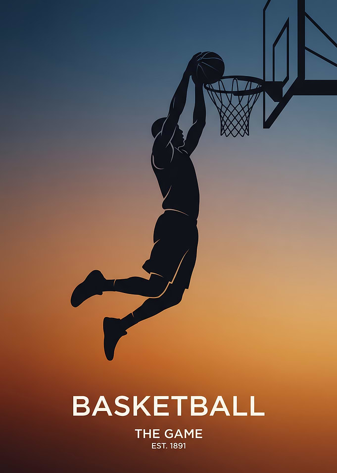 Basketball Slam Dunk Silhouette Poster