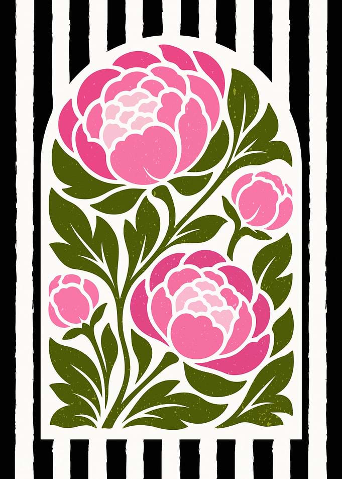 Pink Peonies in Striped Arch
