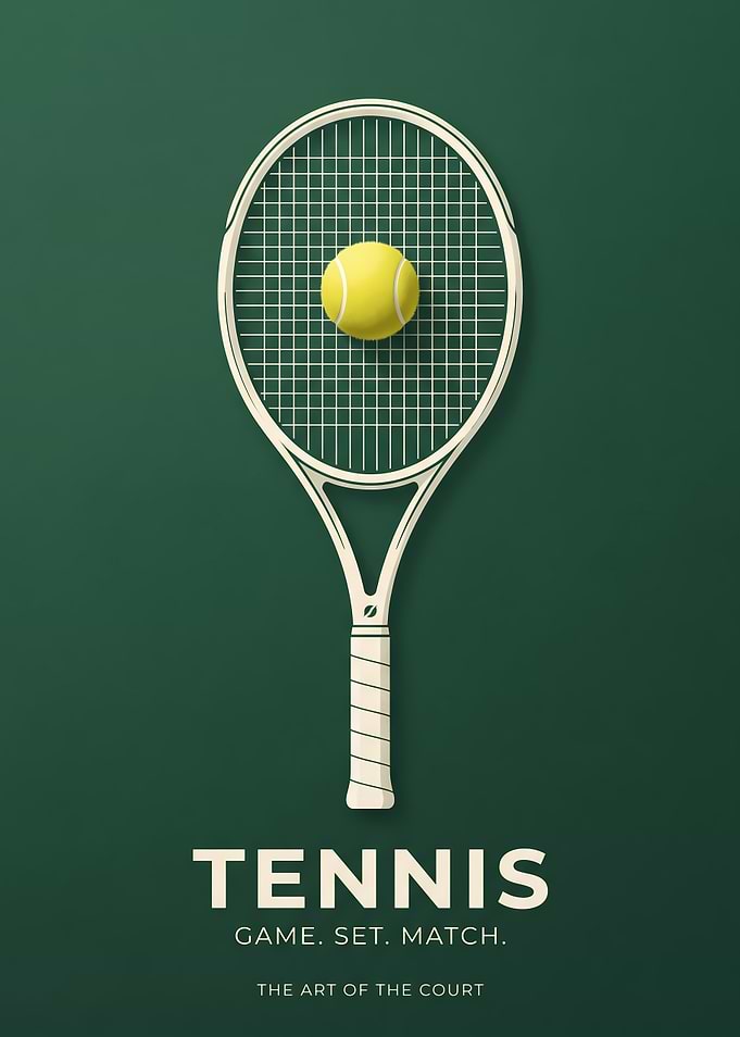 Minimalist Tennis Racket and Ball Poster