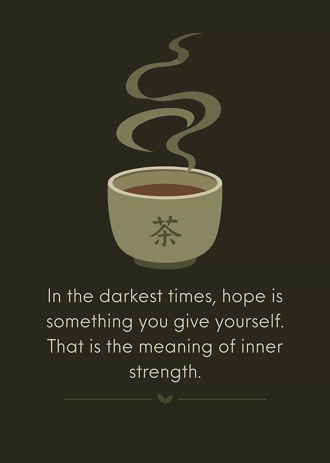 Minimalist Tea Cup Quote Poster | Inspirational Zen Wall Art for Mindfulness