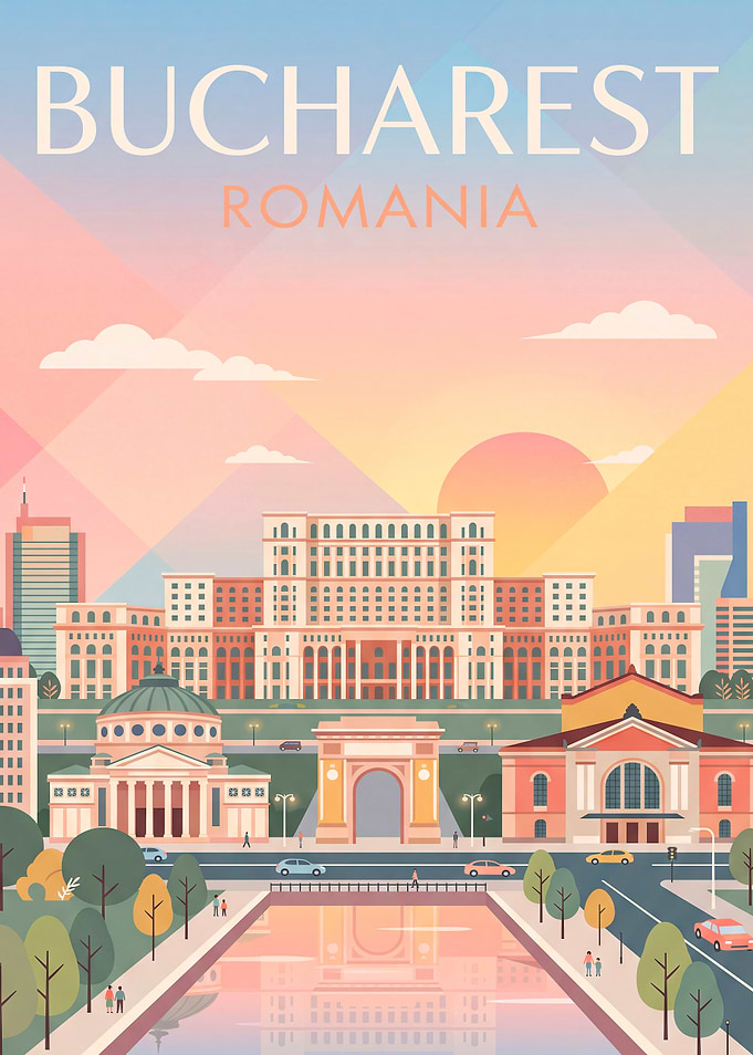 Bucharest Romania Travel Poster