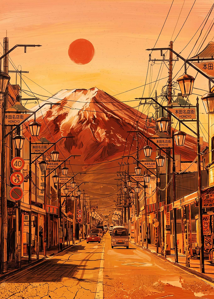 Mount Fuji Sunset Street View