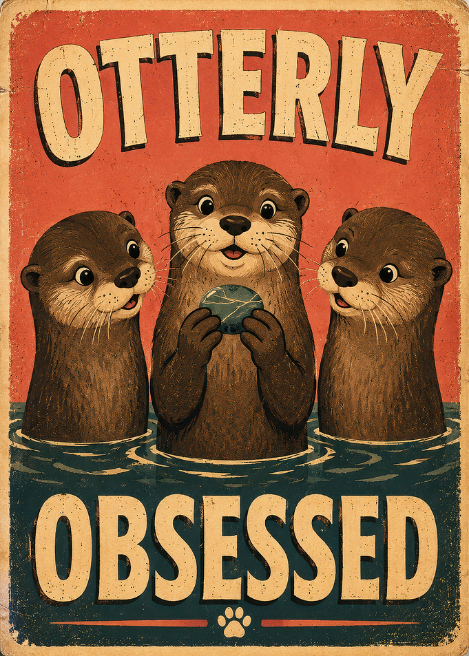 Otterly Obsessed Vintage Style Poster