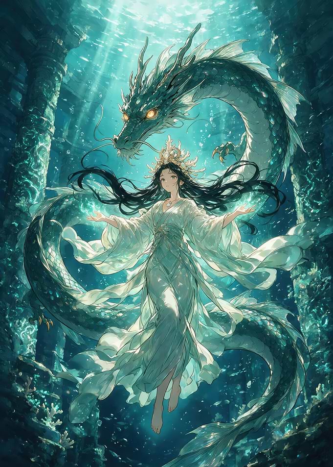 Underwater Goddess and Dragon Guardian
