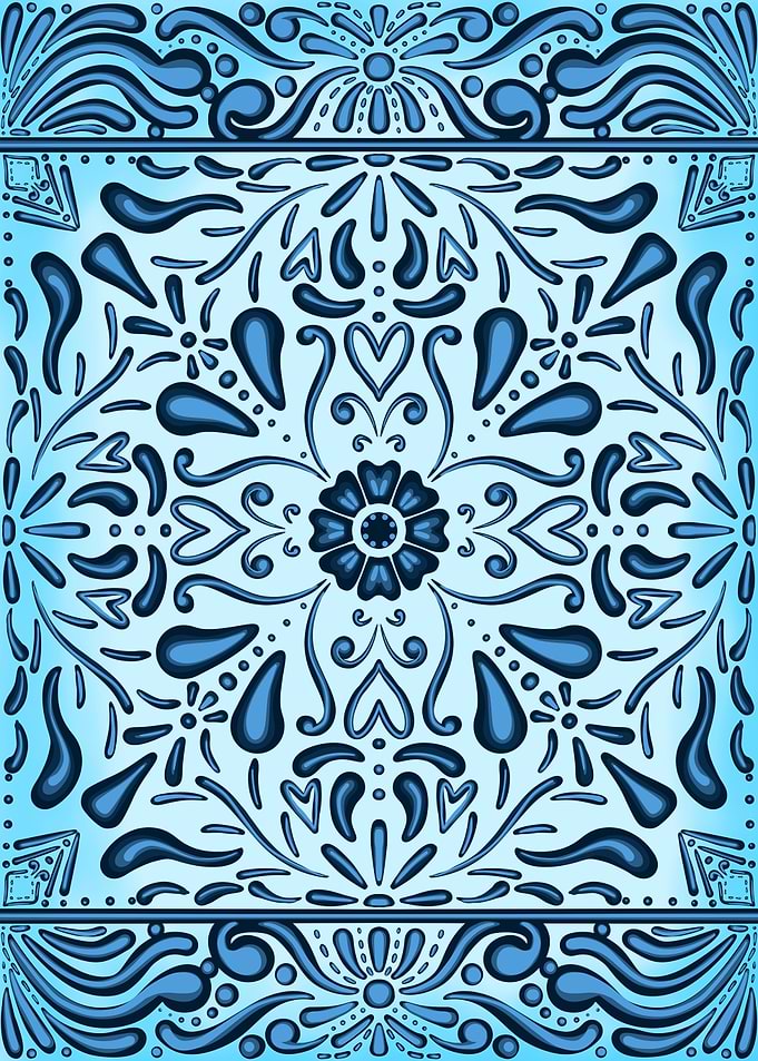 Blue Floral Ornamental Pattern Design