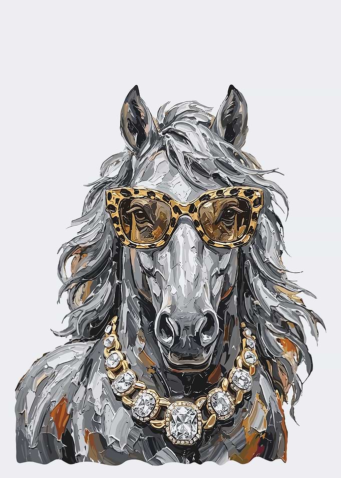 Glamorous Horse Impasto Portrait Wall Art