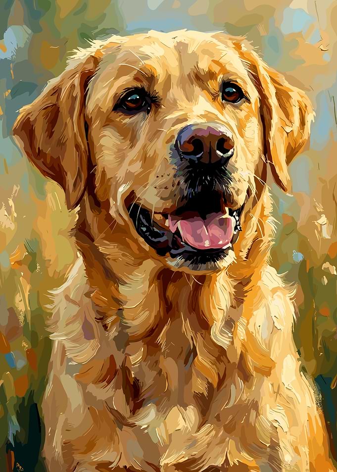 Golden Retriever Portrait Painting