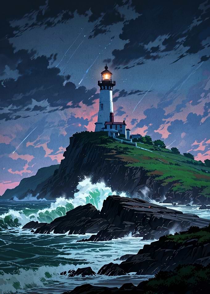 Lighthouse on a Rocky Cliffside