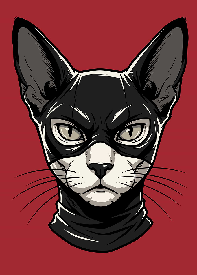 Superhero Cat in Black Mask