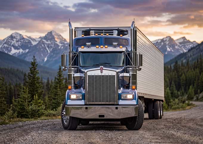 Kenworth Semi Truck in Mountain Landscape
