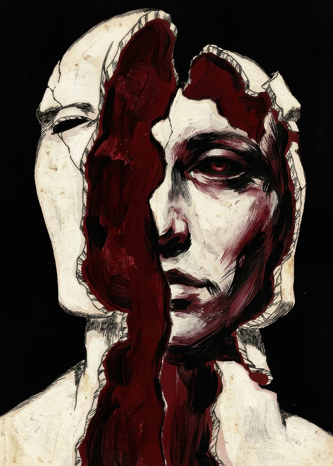 Surreal Cracked Face Portrait
