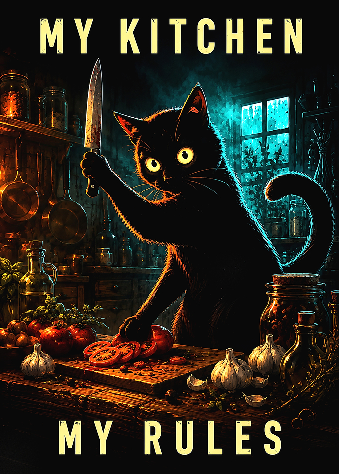 Black Cat Chef Kitchen Poster