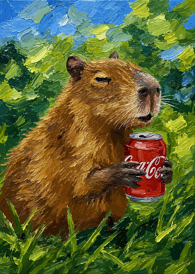 Capybara Holding a Coca-Cola Can