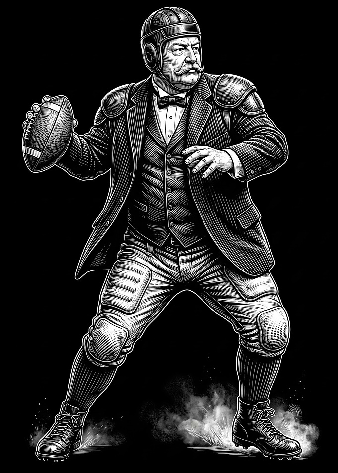 John Howard Taft Football Player Illustration