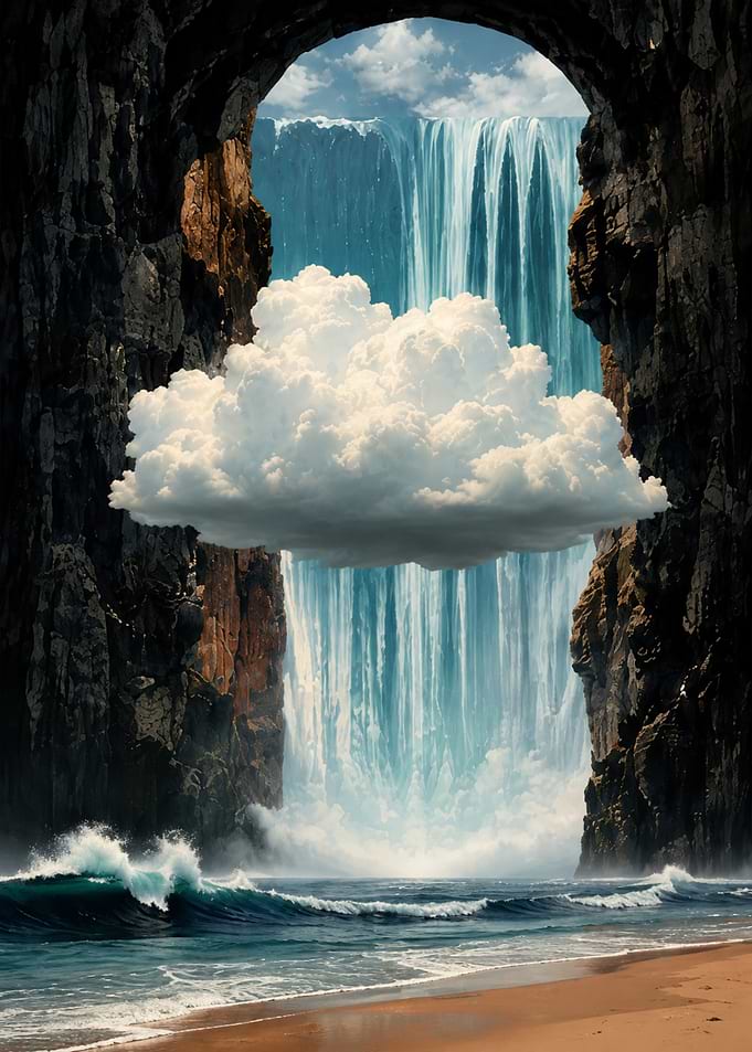 Surreal Waterfall Through Stone Archway | The Hidden Falls |