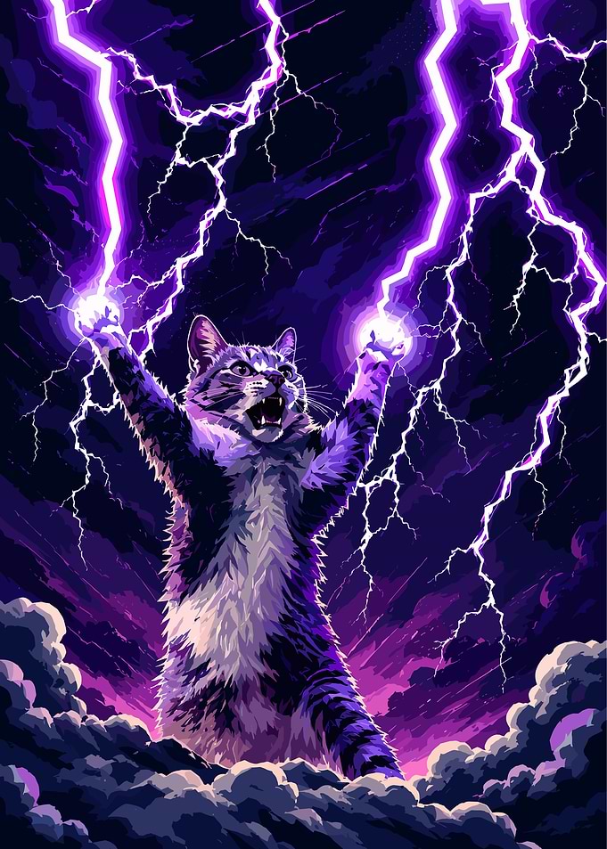 Cat Summoning Purple Lightning Storm
