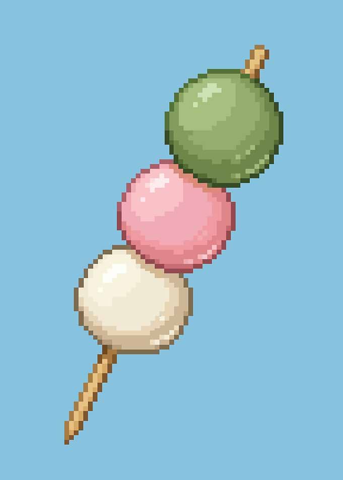 Pixel Art Hanami Dango Skewer