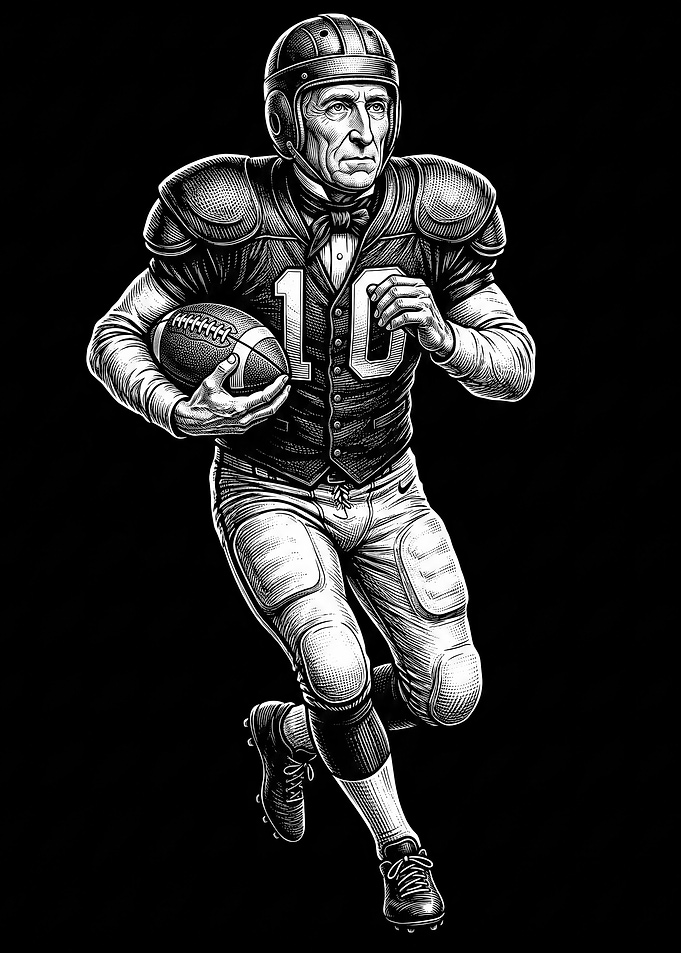 John Tyler Style Football Player Illustration