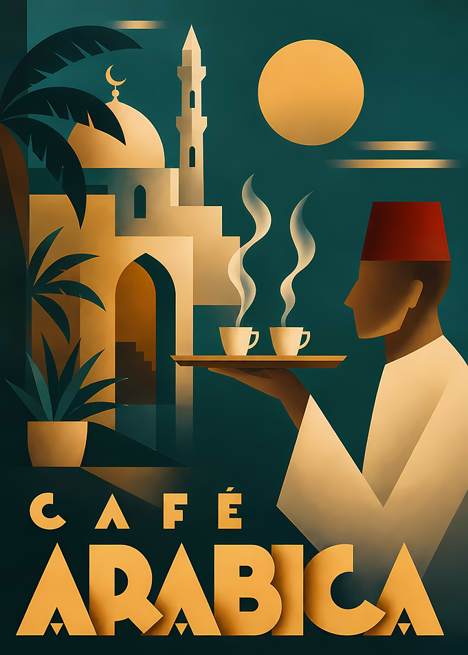 Cafe Arabica Vintage Style Poster