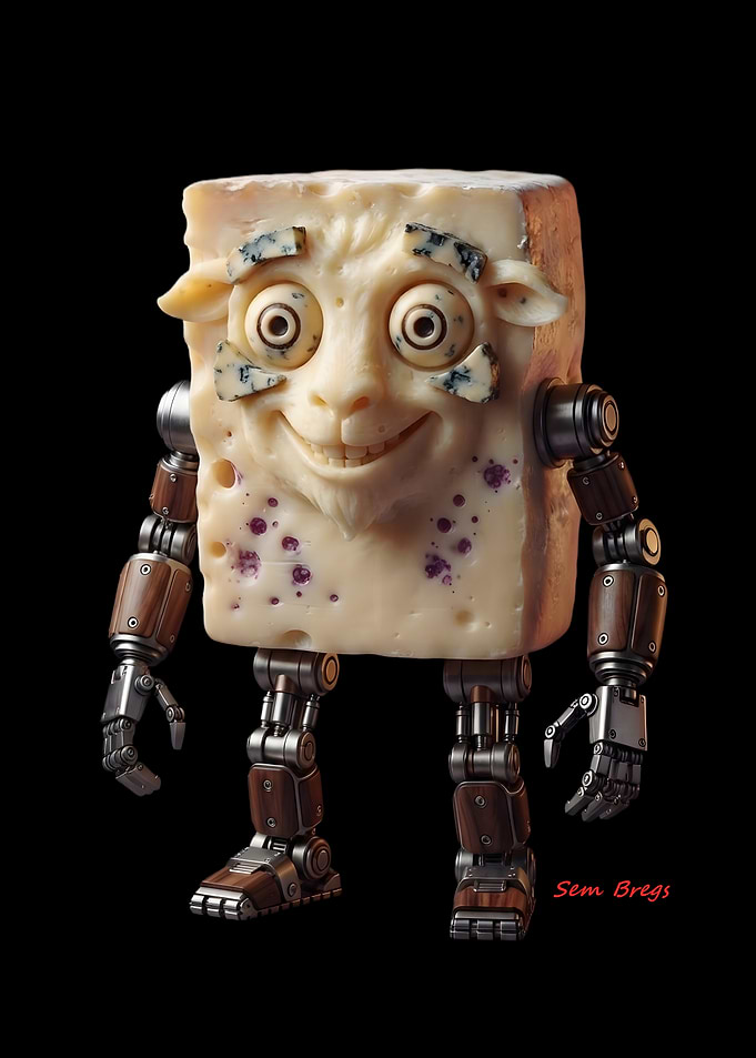 Surreal Cheese Robot Character