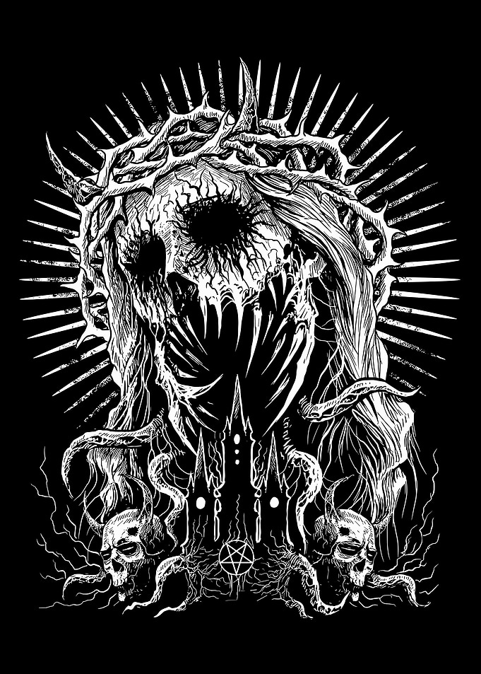 Dark Gothic Crowned Skull Illustration