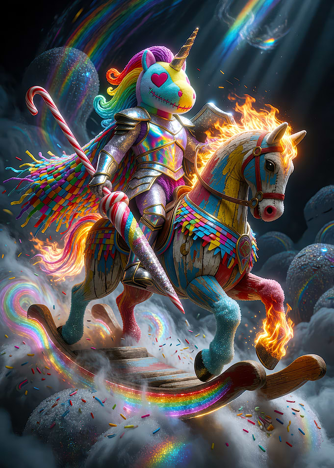 Unicorn Knight on Rocking Horse