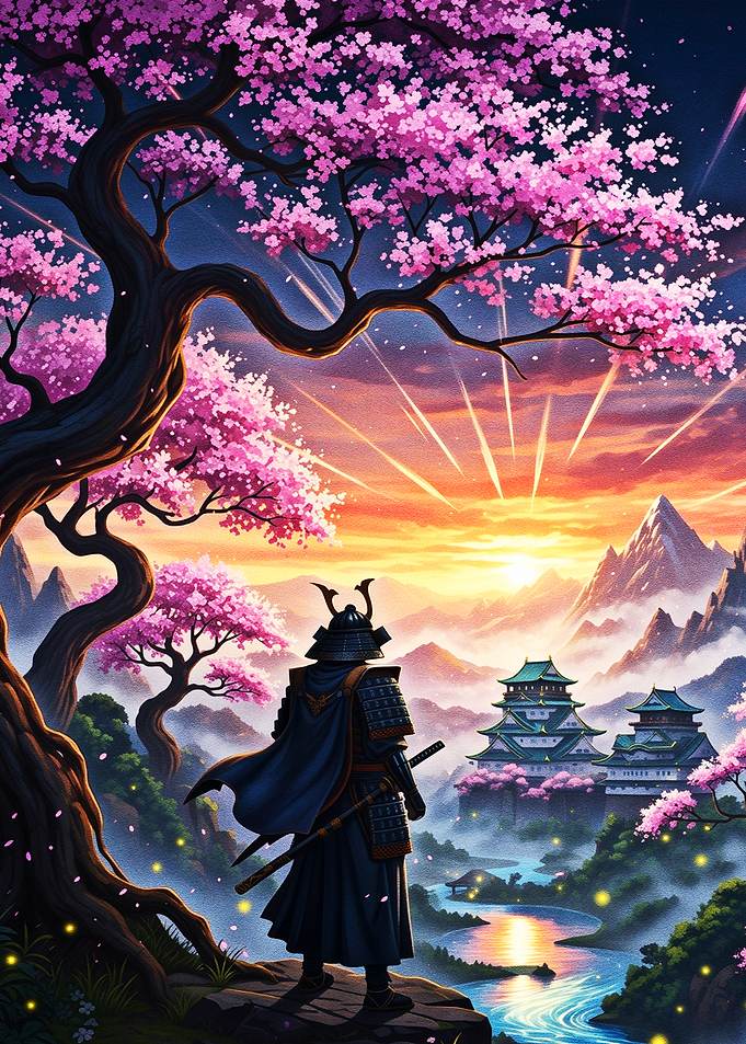 Samurai Beneath the Cherry Blossoms