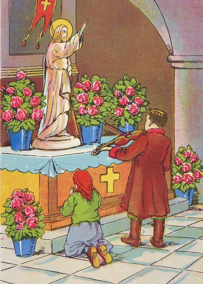 Religious Scene with Violinist and Kneeling Woman
