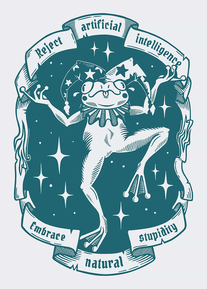 Funny Jester Frog Poster | Vintage Dark Humor Natural Stupidity Wall Art