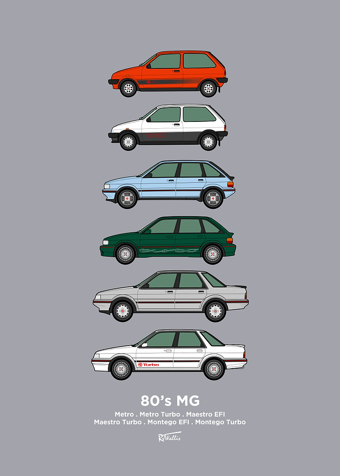 80s MG Car Collection Poster