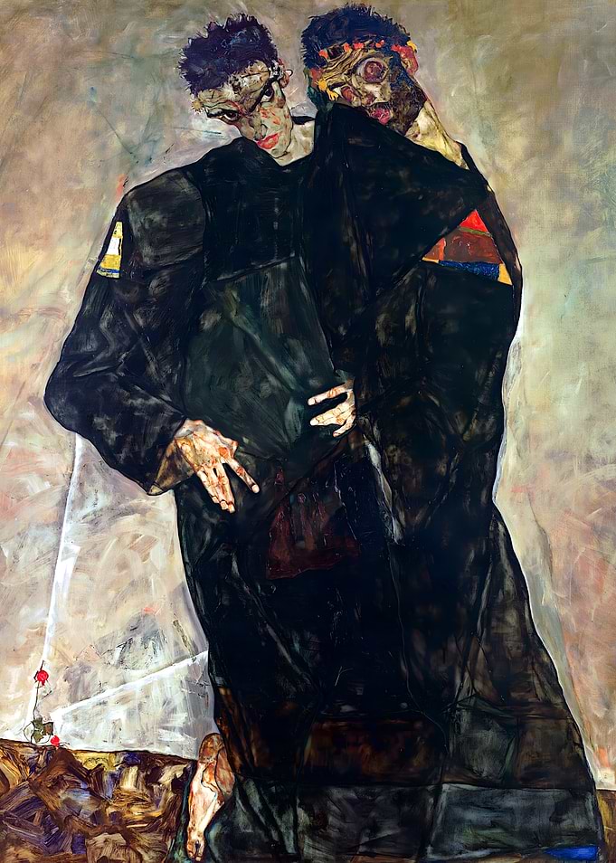 Egon Schiele The Hermits Painting