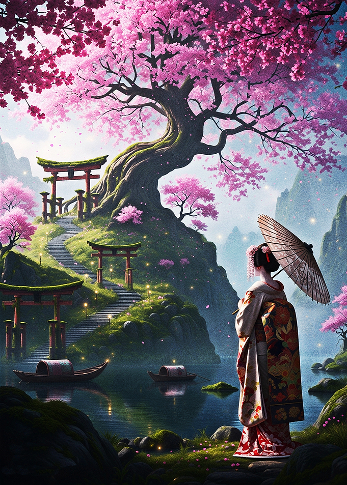 Kimono Woman at the Sacred Torii