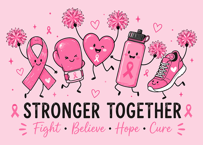 Stronger Together Breast Cancer Awareness Wall Art | Pink Hope & Support Poster
