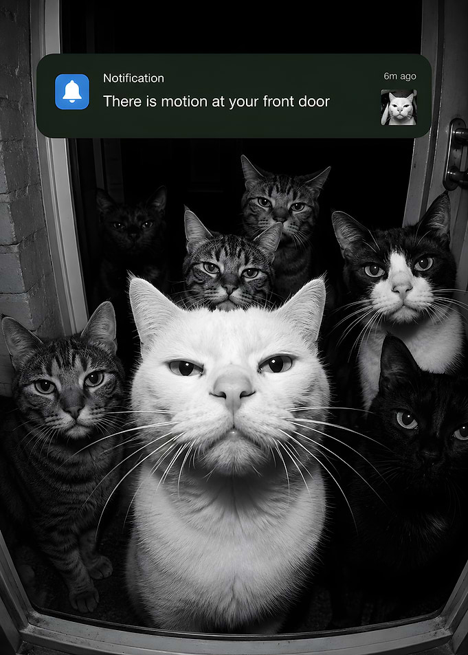 There is Motion At Your Front Door Funny Cat Motion Meme