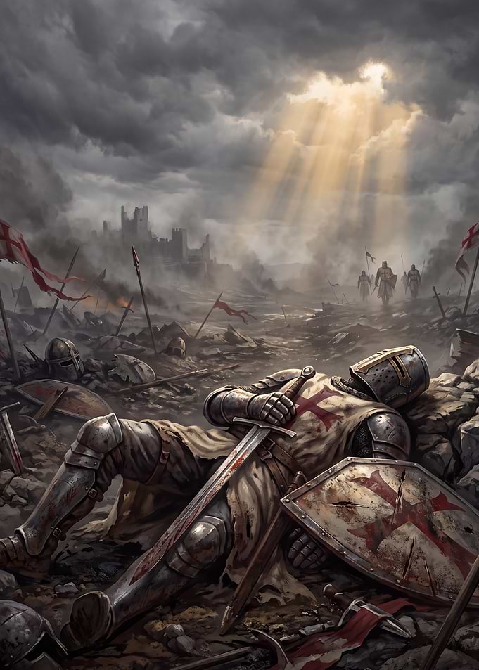 Fallen Crusader Knight on Battlefield
