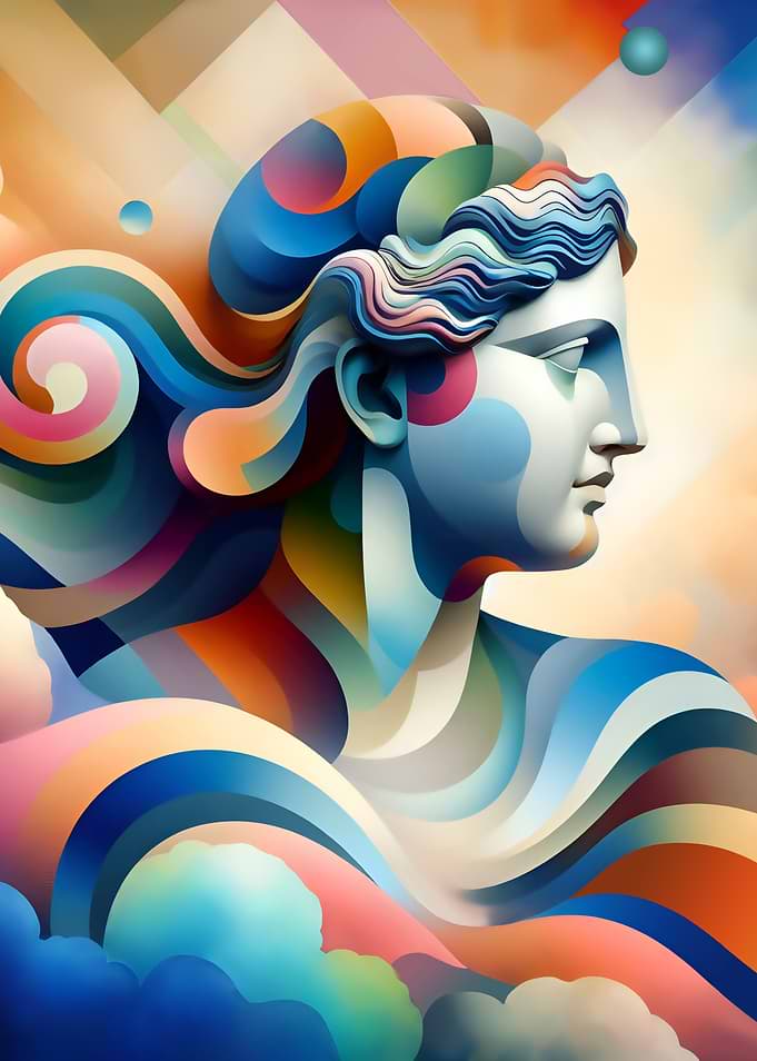 Abstract Colorful Classical Bust Portrait
