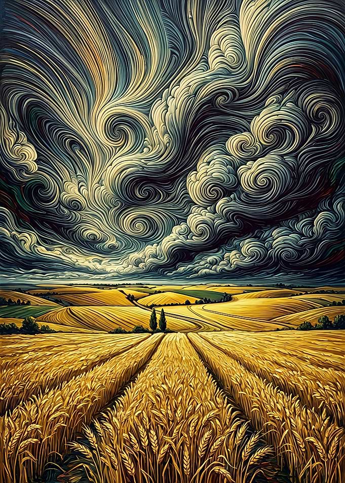 Swirling Storm Over Golden Wheat Field