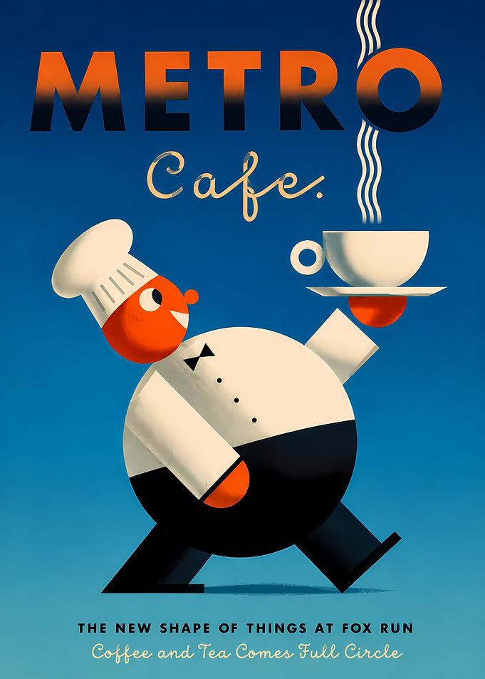 Metro Cafe Retro Style Poster
