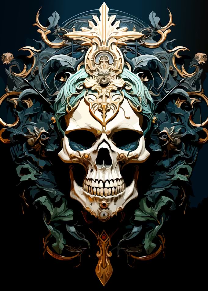 Ornate Gothic Skull Emblem