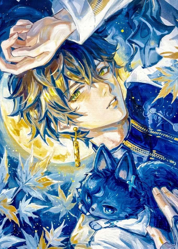 Anime Boy with Cat Illustration