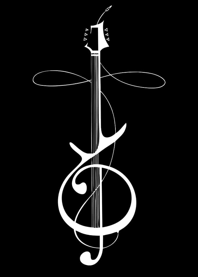 Minimalist Guitar and Treble Clef Design