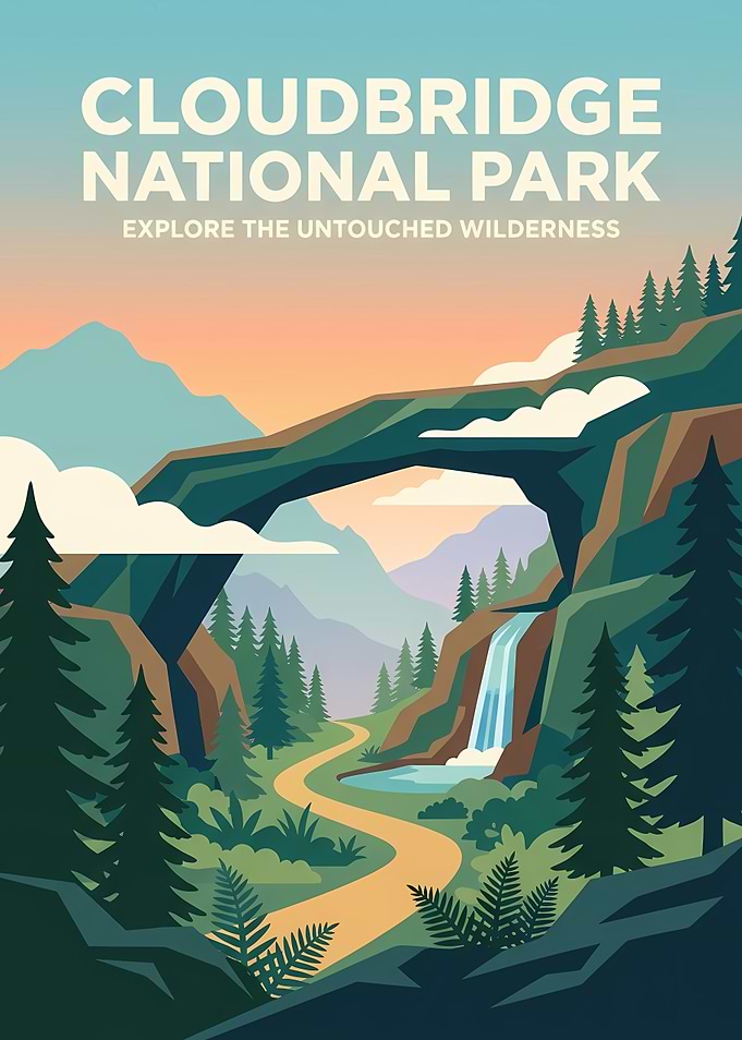 Cloudbridge National Park Travel Poster