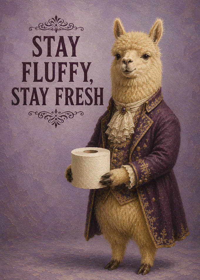 Dapper Llama Holding Toilet Paper