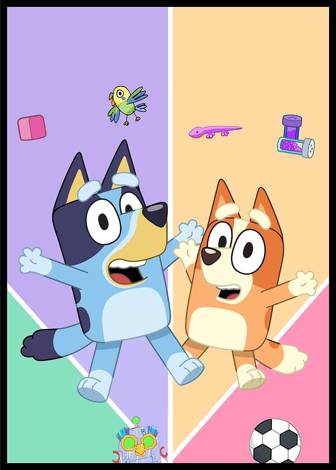 Bluey and Bingo Playing Together