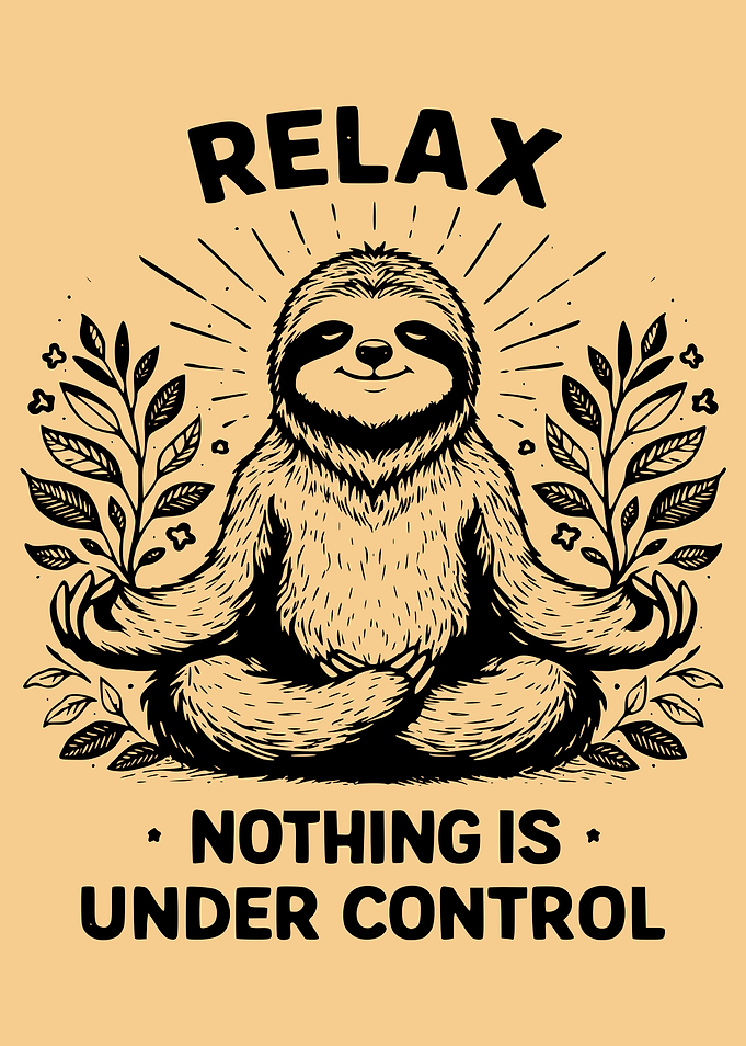 Relaxing Sloth Meditating Illustration