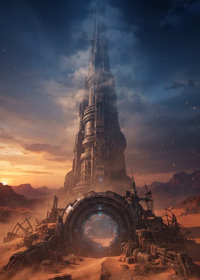 Futuristic Desert Spire and Portal