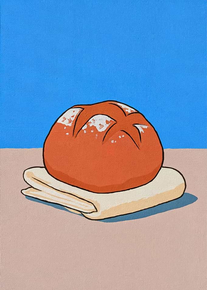 Minimalist Illustration of Fresh Bread