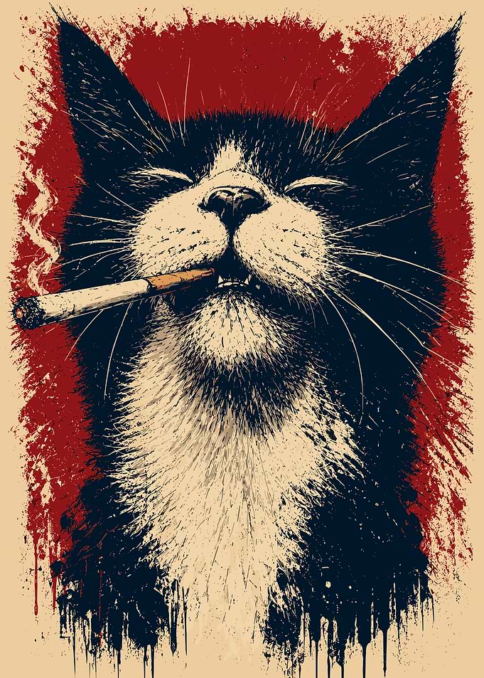 Cool Smoking Cat Illustration