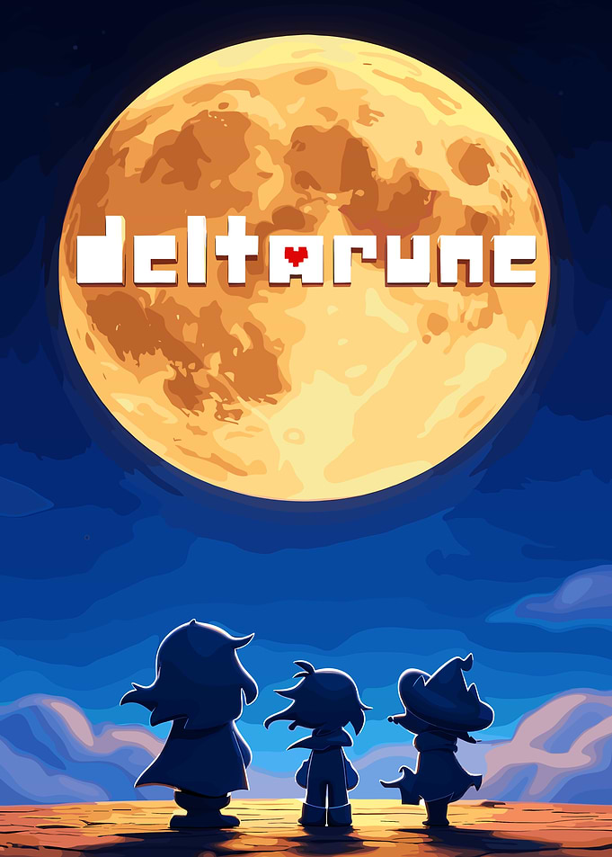 Deltarune Characters Under Full Moon